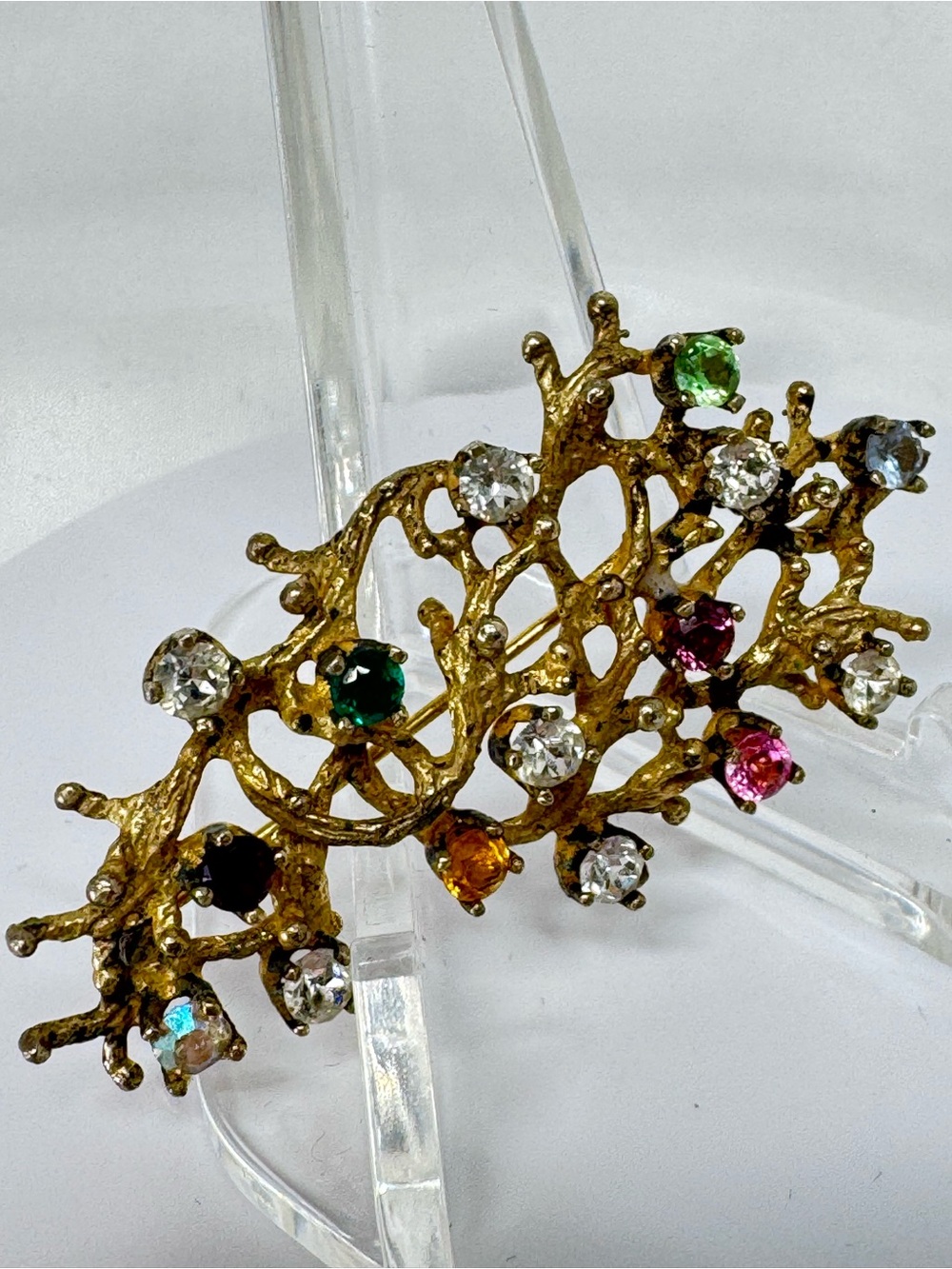 Providence Multi Color Rhinestone Branch Pin VINTAGE Made USA